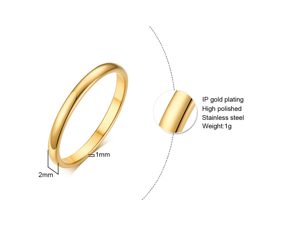 Anillos minimalistas de titanio Kemstone para pareja - Acabado dorado liso galvanizado R-001