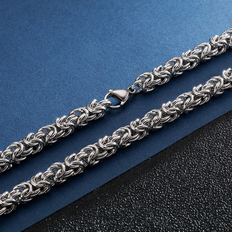 Kemstone Viking Dragonbone Chain Necklace for Men – Stainless Steel Biker Jewelry, 6-8mm KN93419-Z