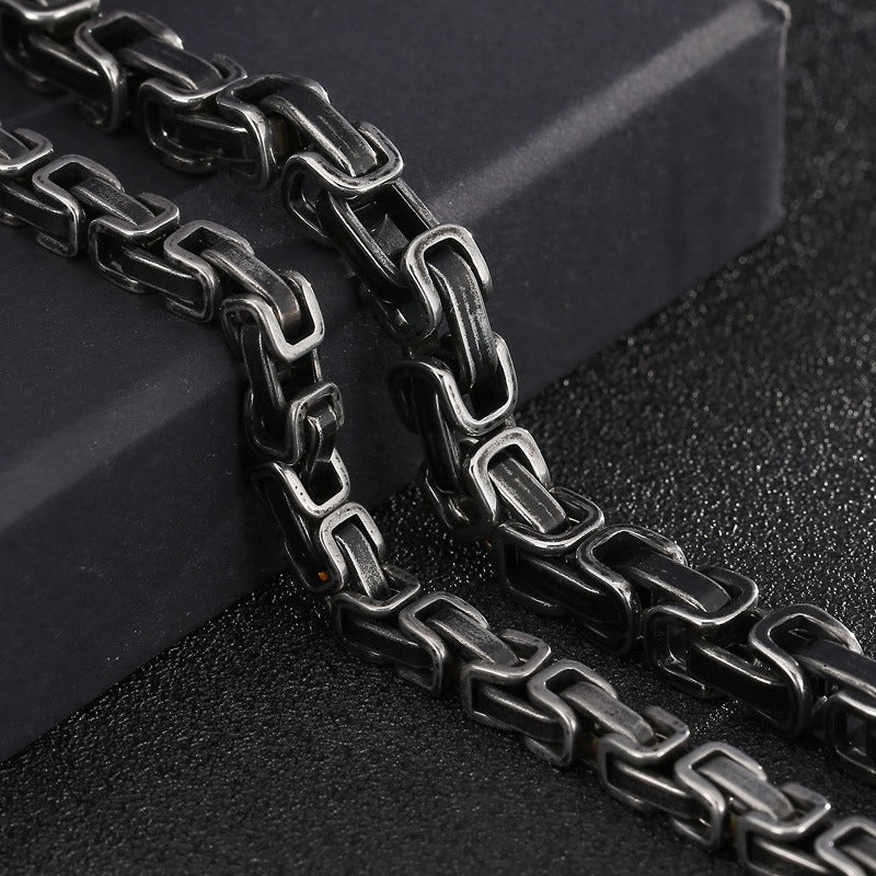 Kemstone Viking Emperor Chain Bracelet – Vintage Stainless Steel Armor-Link Design for Men KB130684-Z