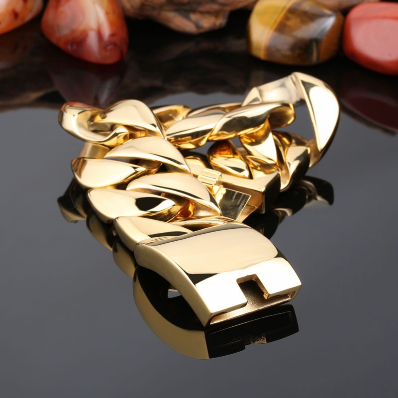 Kemstone Bold Cuban Link Bracelet for Men – 32mm Wide 316L Stainless Steel KB49305-D