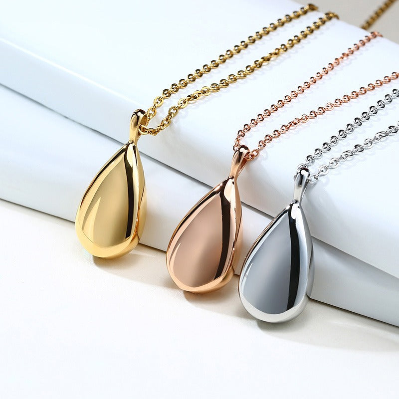 Colgante conmemorativo de acero inoxidable Kemstone con forma de lágrima – Urna de recuerdo para cenizas PN-1261