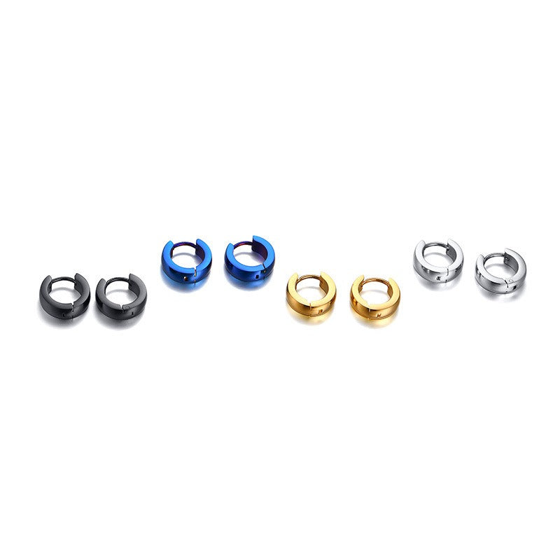 Men’s 4mm Stainless Steel Hoop Earrings – Minimalist Street Style EH-114