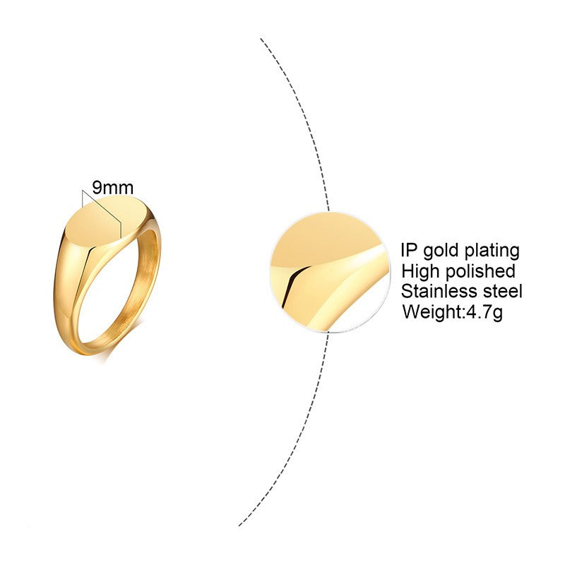 Anillo ovalado de acero inoxidable Kemstone - Joyería minimalista apilable de graduación para mujer RC-471