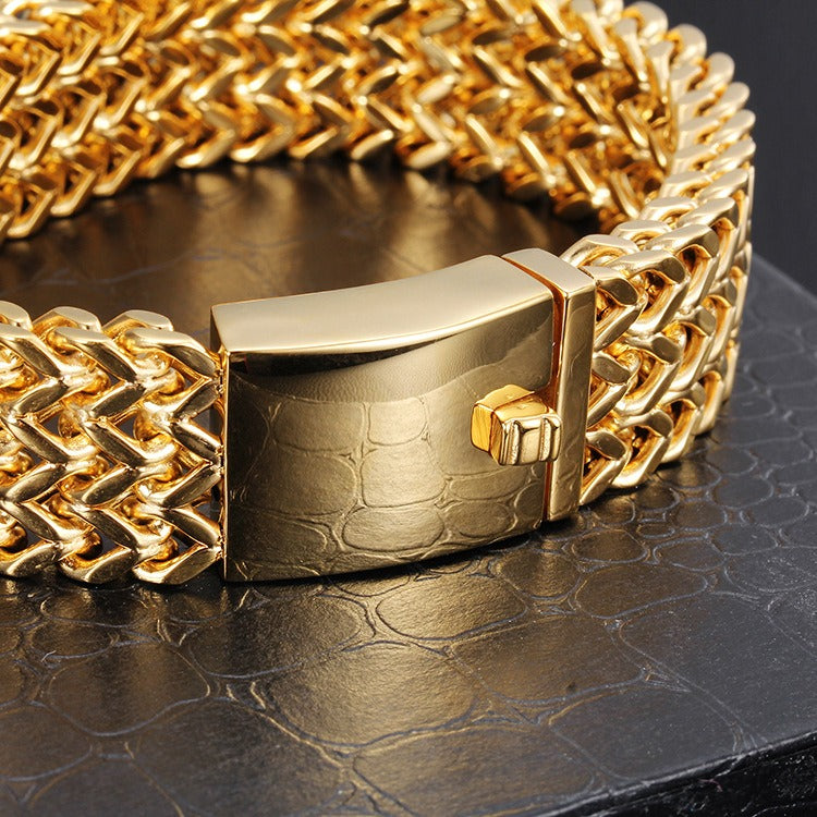 Kemstone Bold Chevron Chain Bracelet – 18K Gold Vacuum Plated Stainless Steel KB56408-D