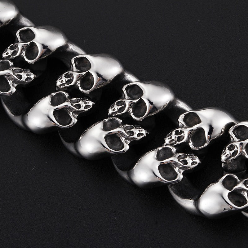 Bracciale a catena con teschio vintage Kemstone - Acciaio inossidabile Rebel Spirit KB78434-BD