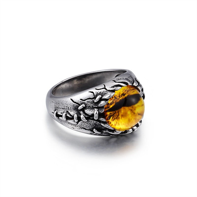 Kemstone Men’s Cat’s Eye Titanium Steel Ring – Vintage Strength & Subtle Brilliance KR44704-BD