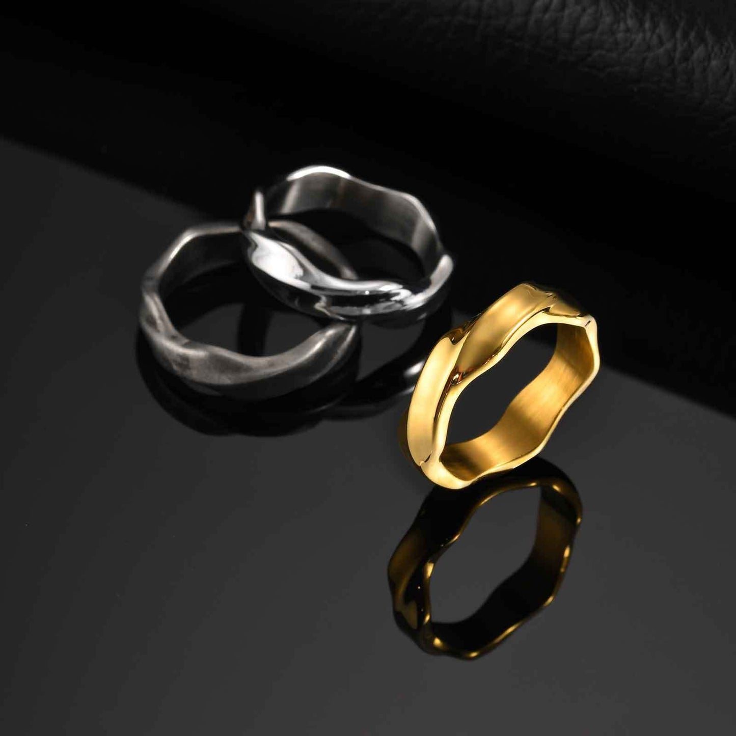Kemstone Stainless Steel Möbius Ring – Men’s Vintage Silver Gold Band RC-727