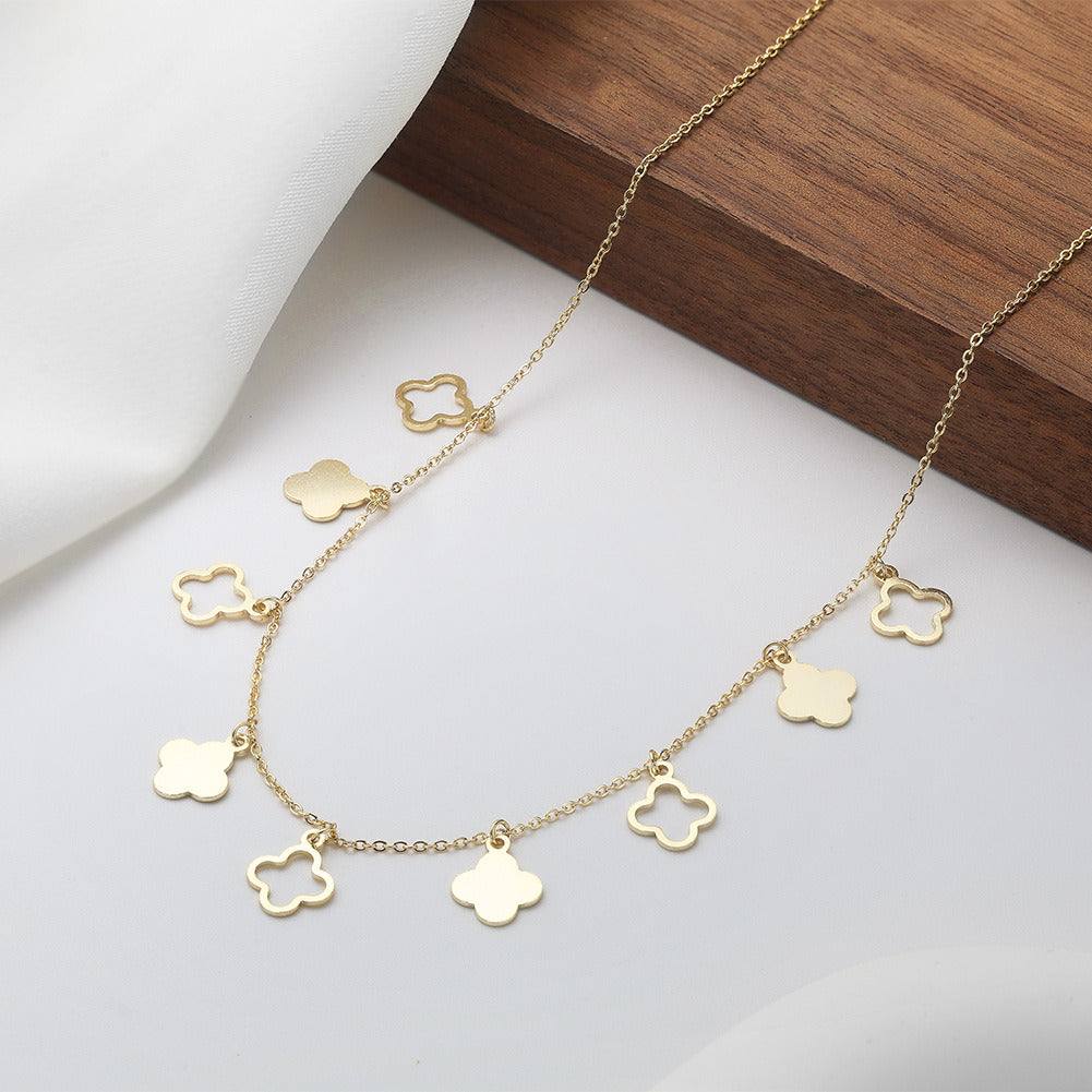 925 Sterling Silver Clover Necklace – Gold & Silver Four Leaf Pendant Choker | Kemstone A4-BQN24