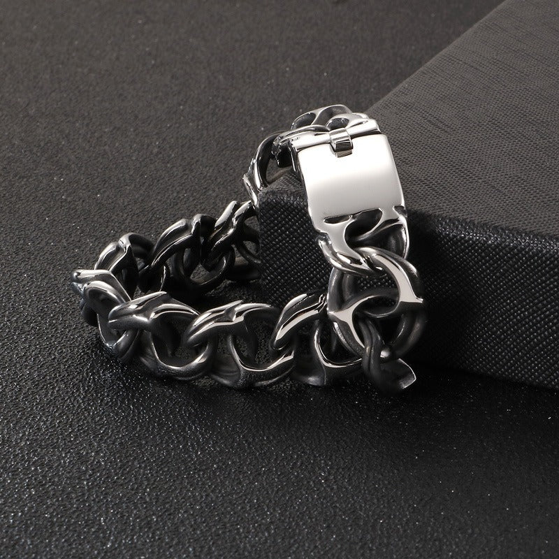 Kemstone Men’s Stainless Steel Viking Chain Bracelet – 16–20mm Gothic Street Warrior KB82293-BD