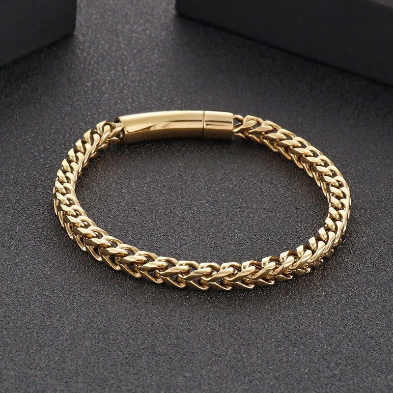Kemstone Retro Titanium Steel Chain Bracelet – Minimalist Hip-Hop Jewelry for Men’s Daily Wear KB95694