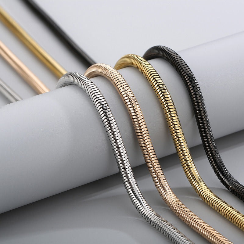 Kemstone Snake Chain Necklace for Men – 5mm 6mm Stainless Steel Streetwear Jewelry KN203822-Z