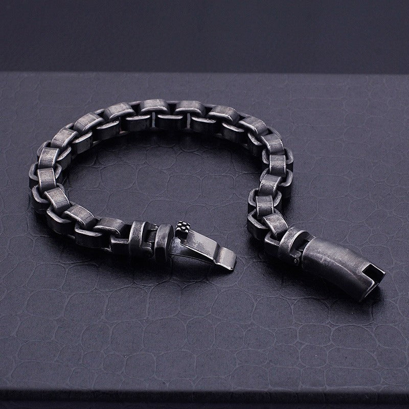 Kemstone Men’s Vintage Chain Link Bracelet – 316L Stainless Steel Rugged Minimalist Street Style KB95692-BD