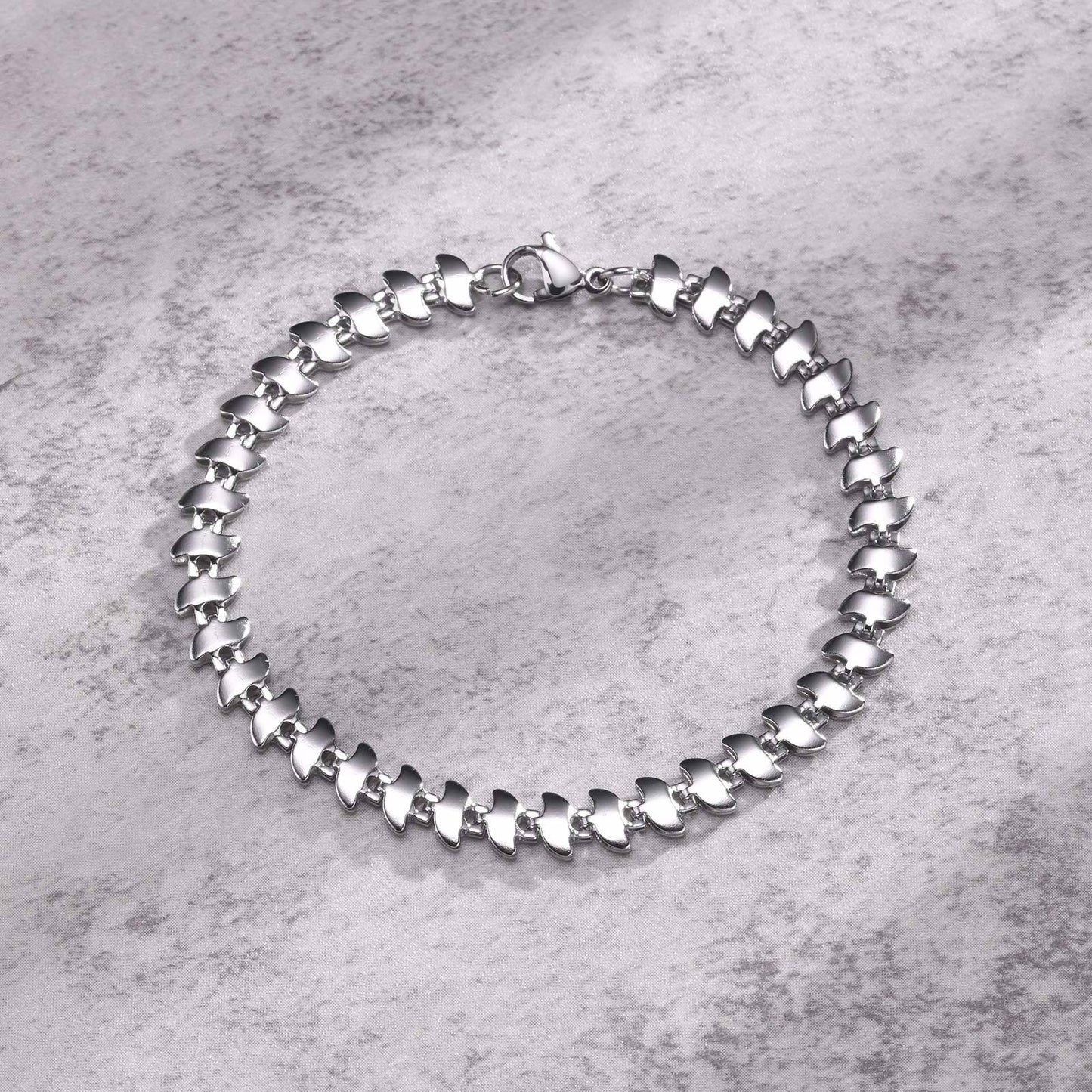 Kemstone Stainless Steel Handmade Chain Bracelet for Men - Durable Modern Jewelry with Sleek Polished Links BR-1954