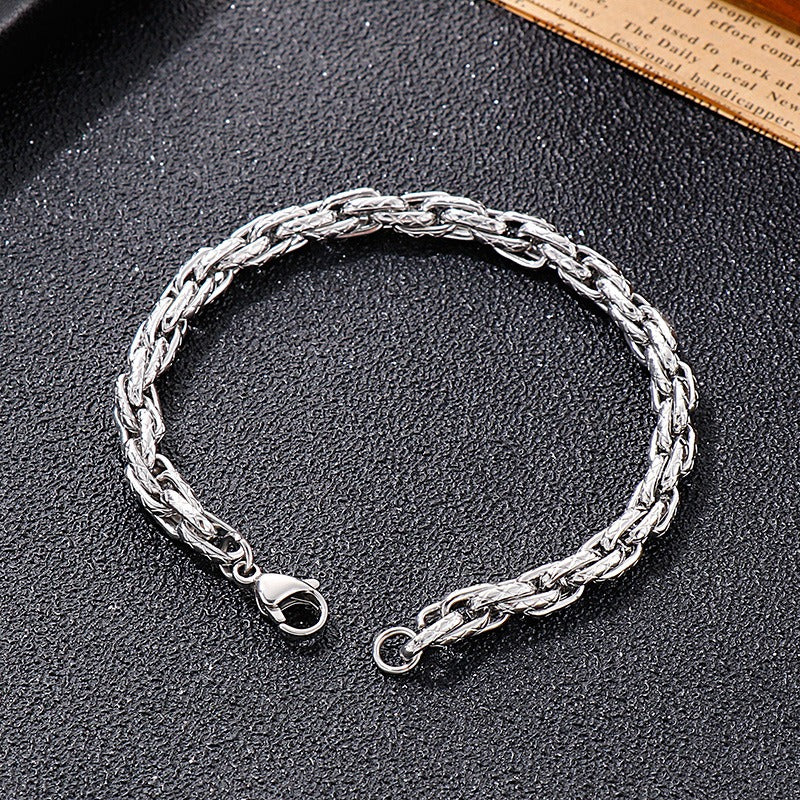 Kemstone Heavy Rope Twist Stainless Steel Chain – Bold Hip-Hop Men’s Necklace & Bracelet KS138928-Z