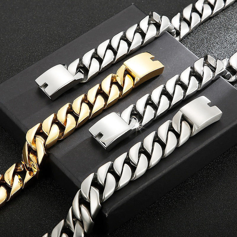 Kemstone Matte Titanium Steel Cuban Link Bracelet – Rugged Minimalist Chain for Men’s Urban & Gothic Style KB162789