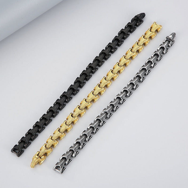 Kemstone Men’s Dragon Spine Chain Bracelet – 11mm Stainless Steel Gothic Norse KB40302-D