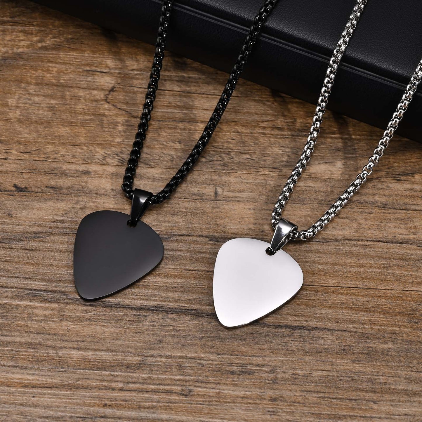 Kemstone Steel Guitar Pick Pendant Necklace – 316L Stainless Steel Minimalist Rock Jewelry PN-1843