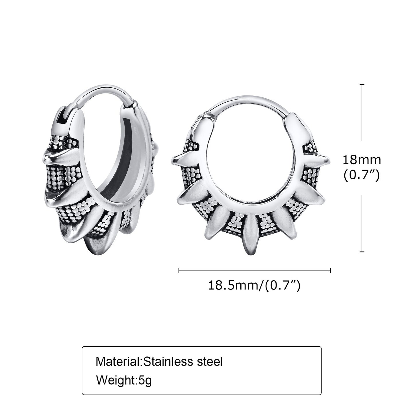 Kemstone Men’s Stainless Steel U-Shaped Hoop Earrings – Vintage Gothic Punk EH-605