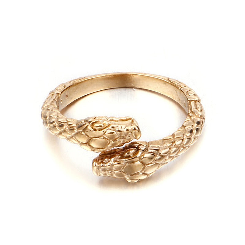Kemstone Retro Punk Snake Head Ring - Adjustable Stainless Steel Nightlife Accessory for Men & Women KR83245-KHX