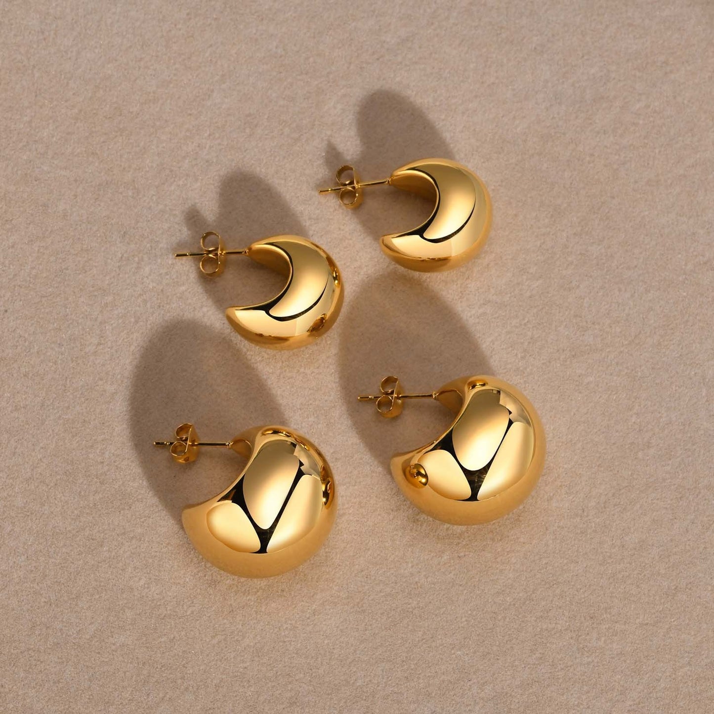 Pendientes Kemstone Hollow Crescent Moonlight de acero inoxidable - Líneas minimalistas y luz de luna susurrante ES-353