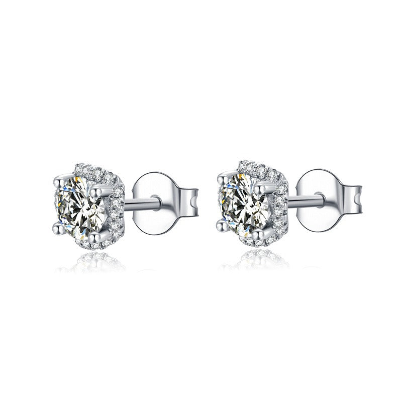 Kemstone Handcrafted 5mm VVS Moissanite Stud Earrings | 925 Sterling Silver, Elegant Diamond-Like Sparkle,K244282E