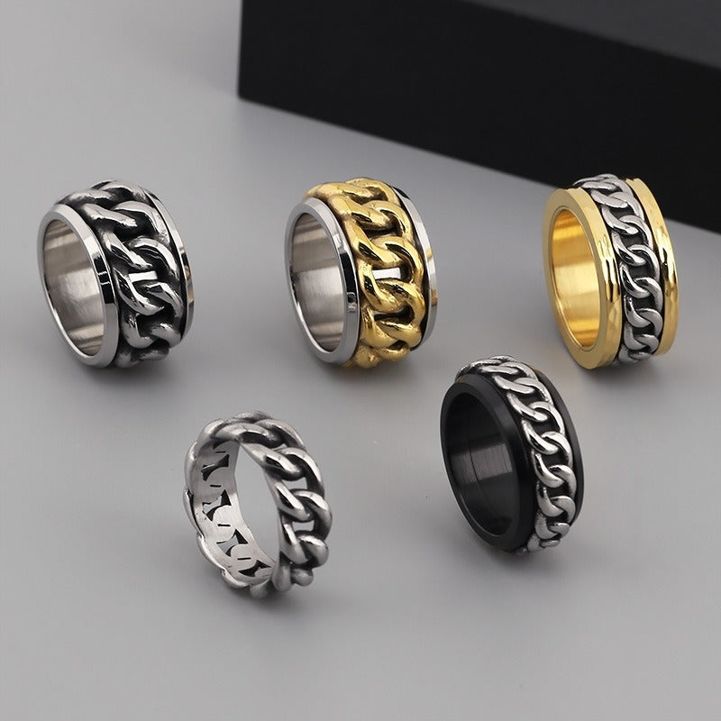 Anello meccanico retrò Kemstone - Design gotico rotante per accessori antistress KR44457-K