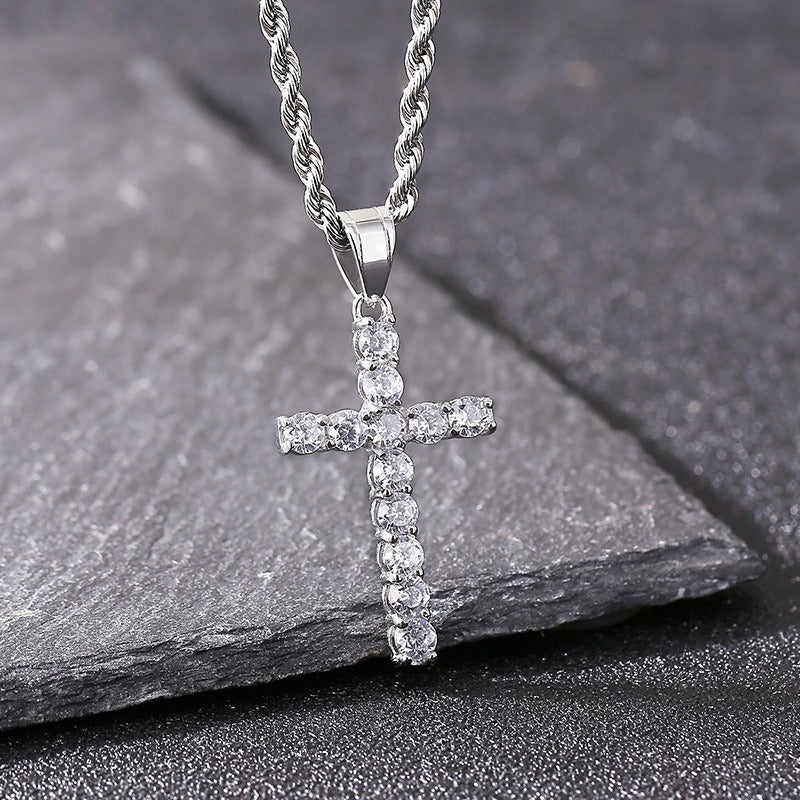 Ciondolo a croce in acciaio inossidabile Kemstone Urban Edge - Zircone micro-incastonato Hip-Hop per uomo KP116402