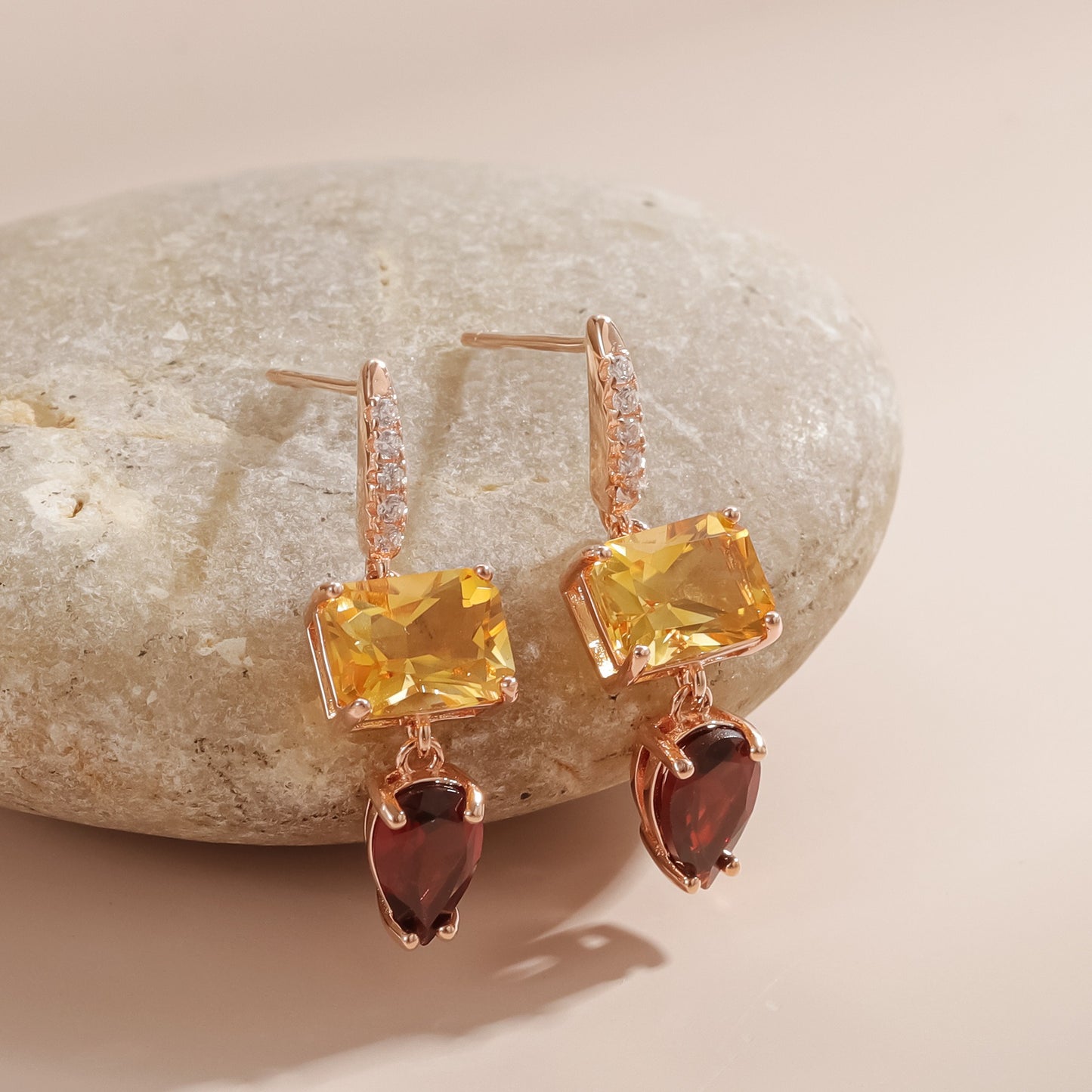 Kemstone Moss Agate & Peridot Drop Earrings – Vintage 925 Sterling Silver with Gold Plating, 2.5cm Dangle T7-OL1343E