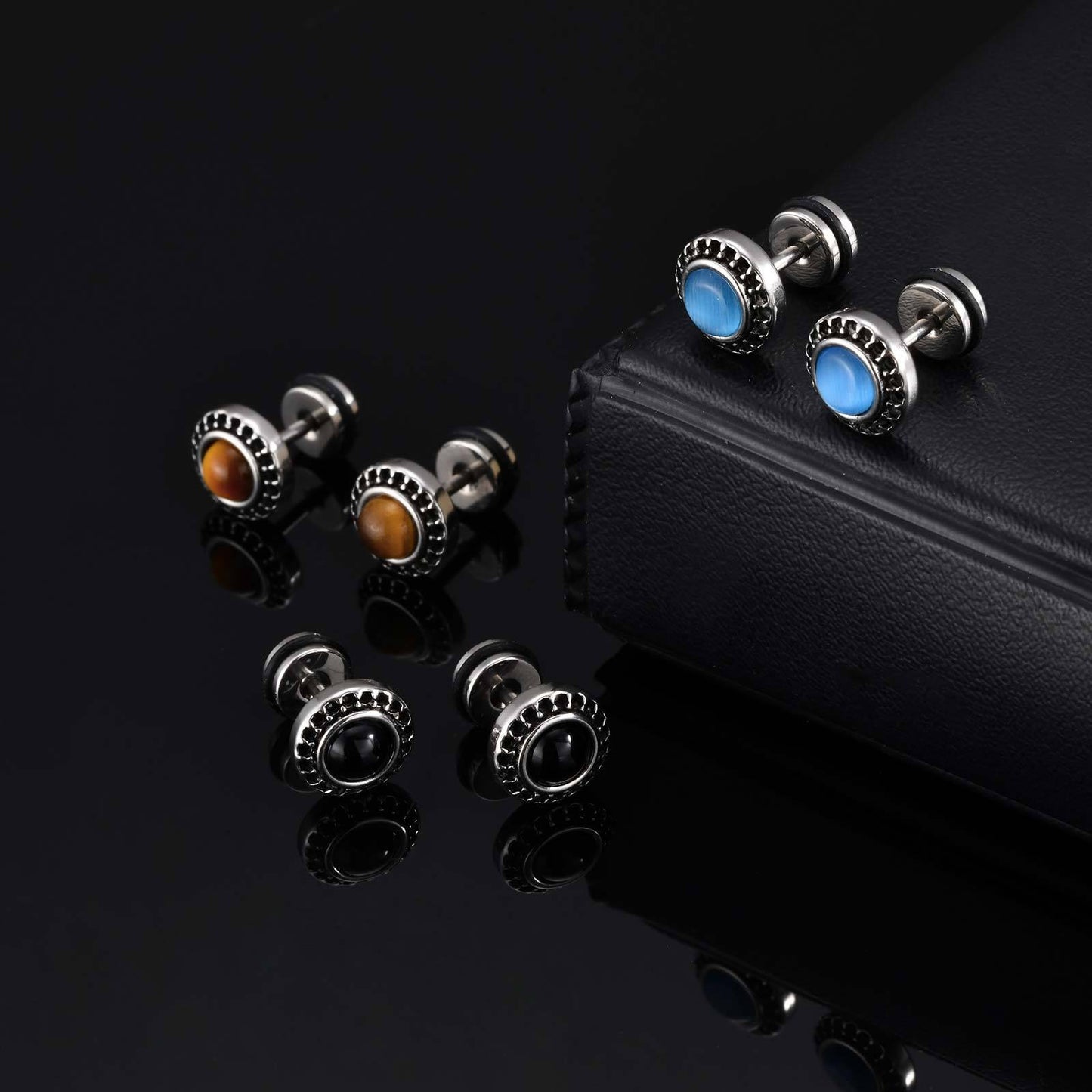 Kemstone Men’s Stainless Steel Punk Gear Stud Earrings ES-575