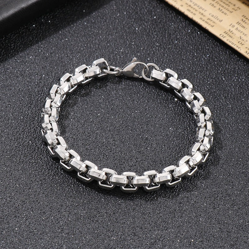 Kemstone Square Bead Chain Necklace – Textured Titanium Steel Jewelry for Men | Gothic Urban Streetwear KS139200-Z