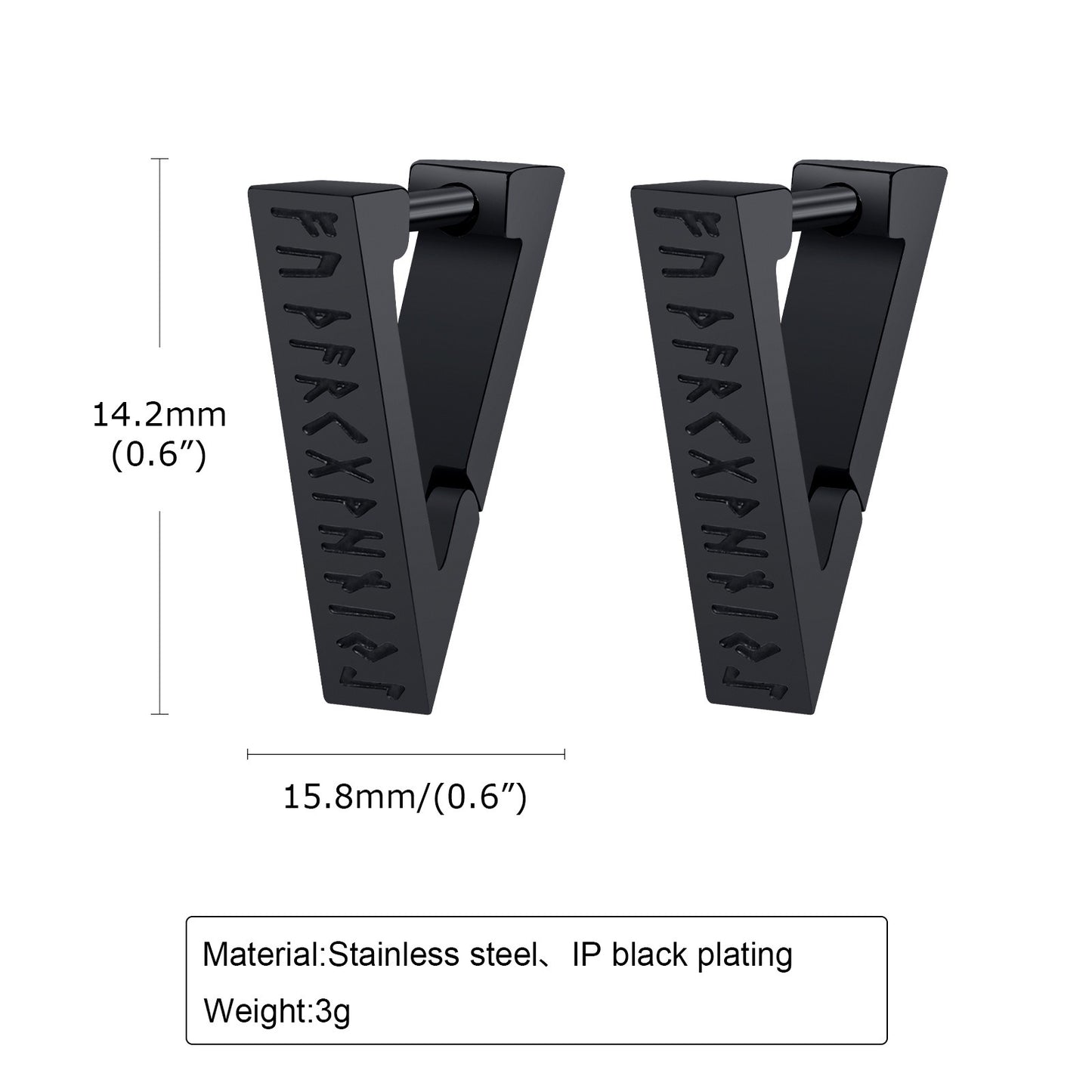Kemstone Viking Rune Ear Cuff – Stainless Steel Triangle Symbol Jewelry for Men EH-524