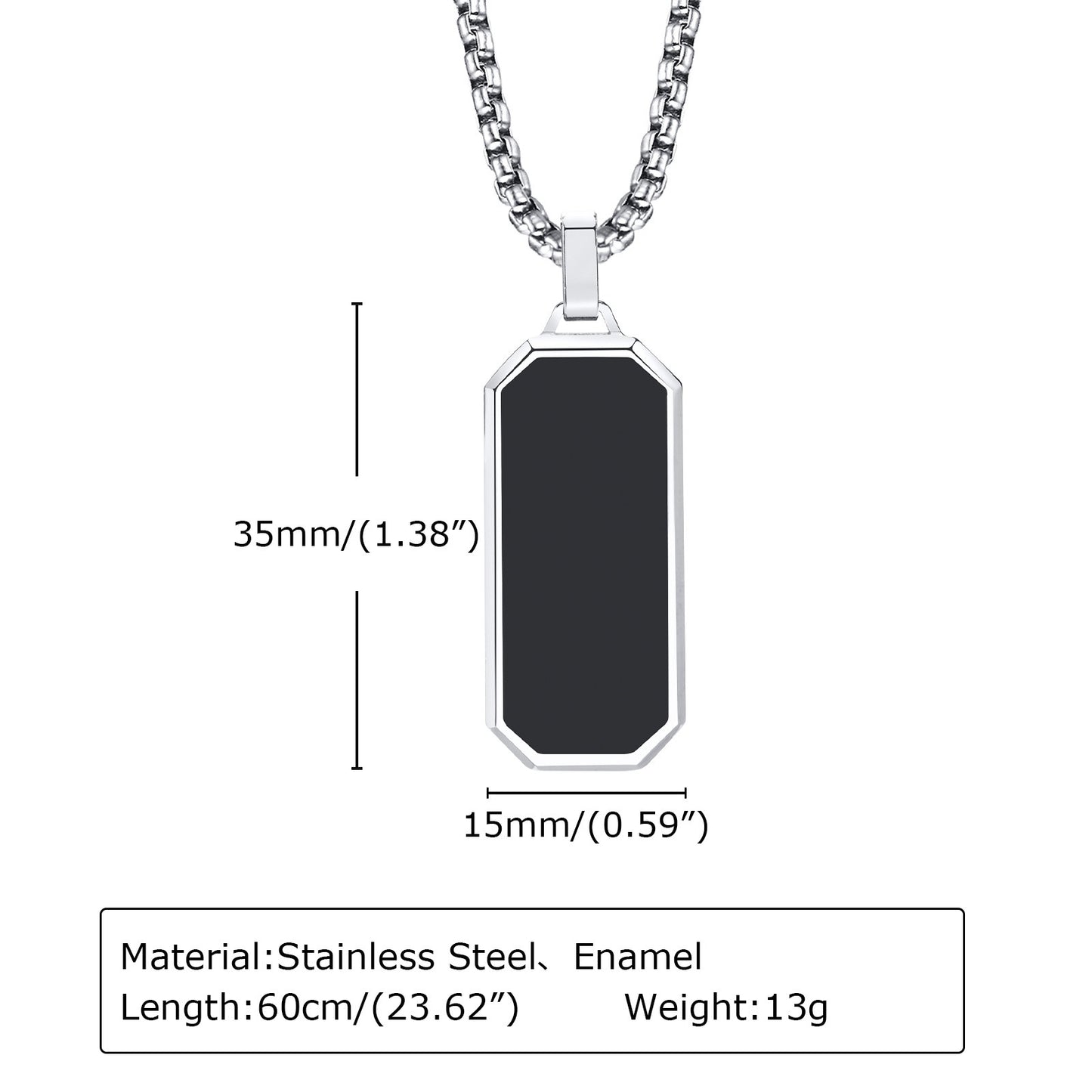 Men’s Stainless Steel Dog Tag Necklace – Geometric Minimalist Pendant PN-1858