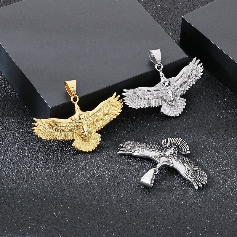 Kemstone Eagle Wingspan Pendant Necklace – 316L Stainless Steel Bold Men's Jewelry KP130928