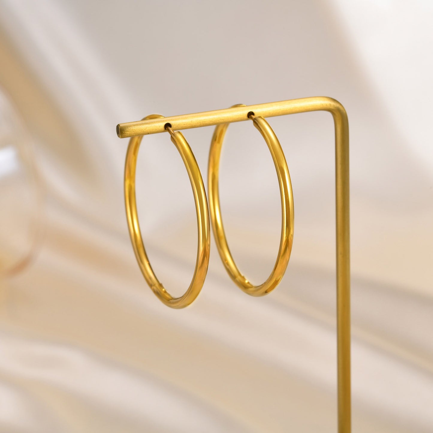 Titanium Steel Earrings – Minimalist Geometric Design with Custom Engraving EH-166