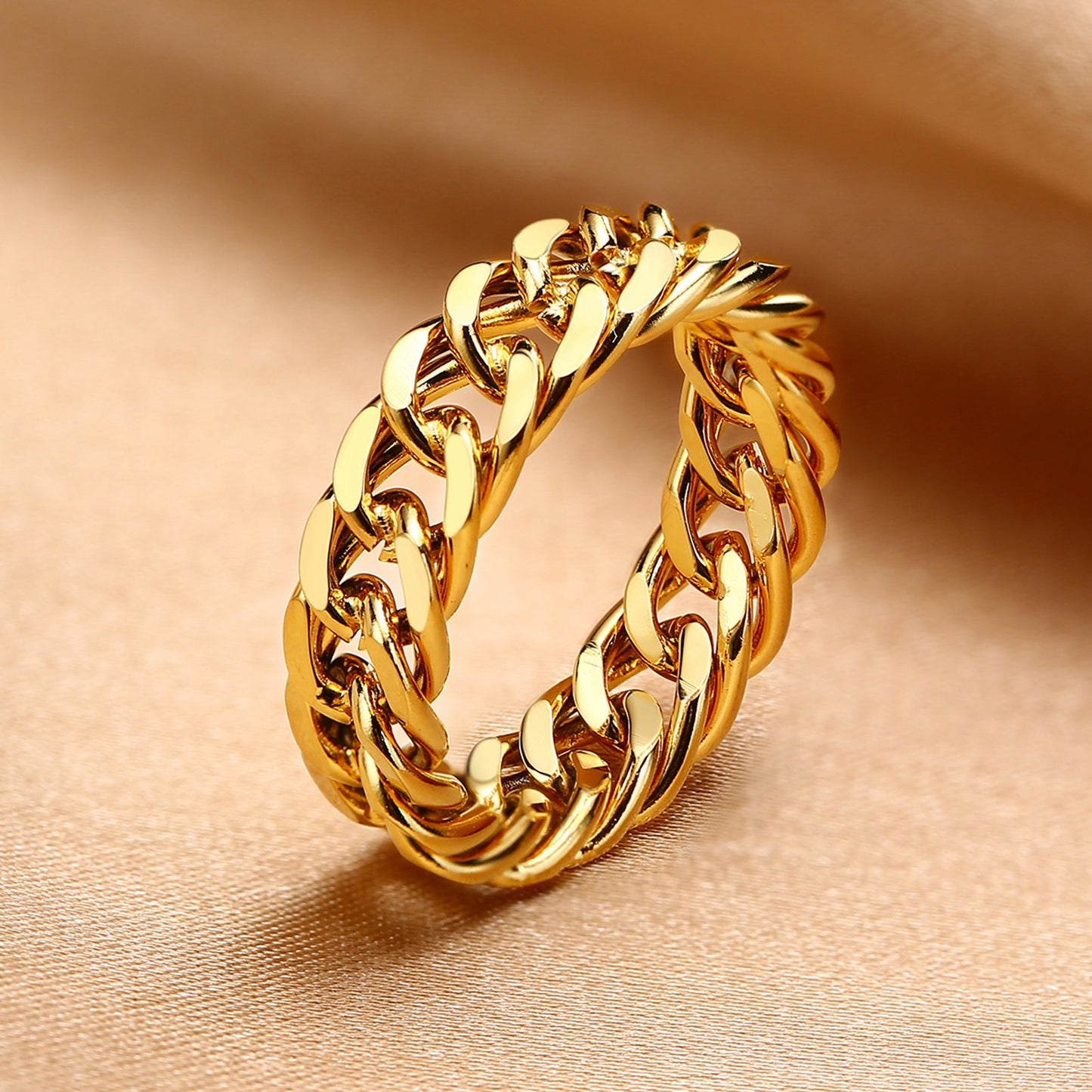 Anillo de cadena elegante de acero inoxidable Kemstone: diseño unisex moderno para el día a día RC-476