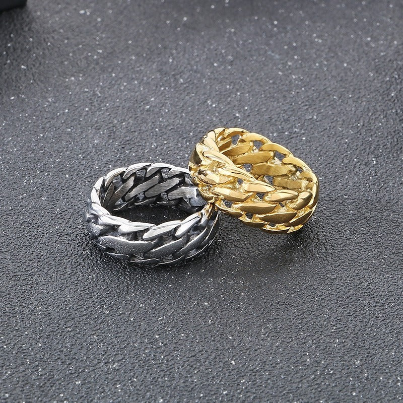 Kemstone Motorcycle Chain Ring – Titanium Steel Punk Band for Men | Vintage Gothic Street Style KR111740-KJX