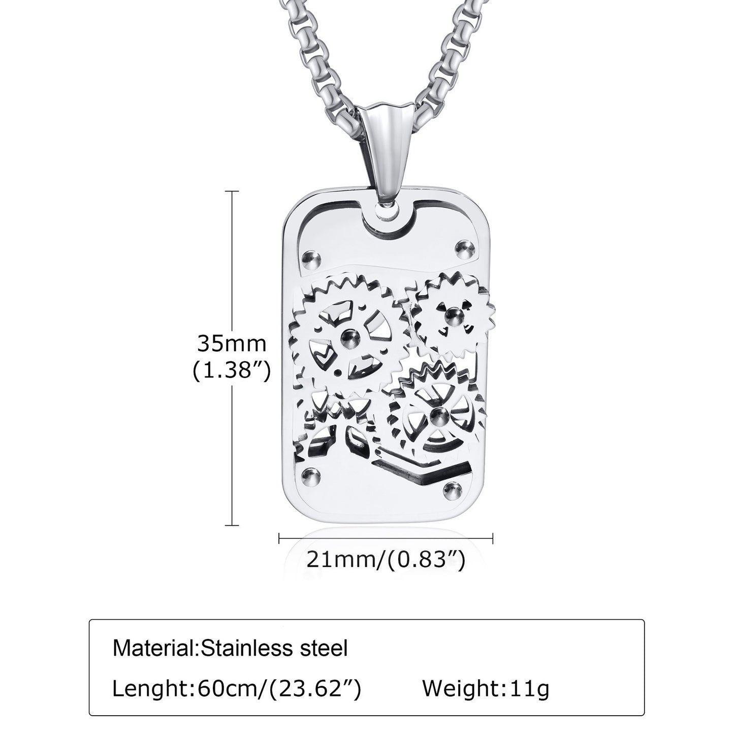 Kemstone Titanium Steel Gear Pendant Necklace – Rotating Mechanical Streetwear PN-362