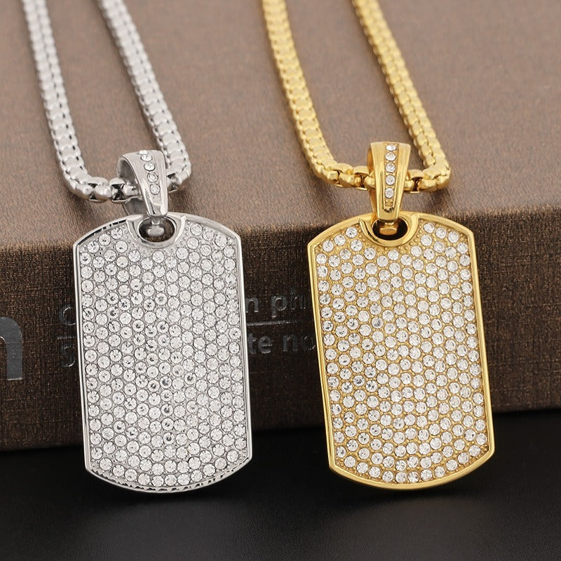 Kemstone Men's Iced-Out Pendant – Full Crystal Cuban Link Stainless Steel KP130506