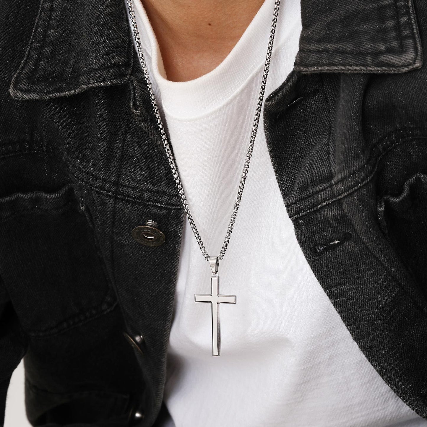 Steel Cross Pendant Necklace – Polished Minimalism in Silver, Gold & Black PN2045