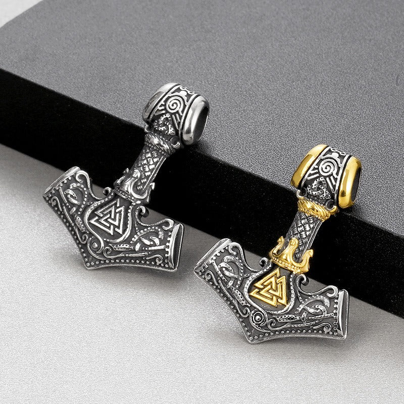 Kemstone Viking Anchor Pendant Necklace – Odin Rune Triquetra Stainless Steel Norse Jewelry KP130629-TLX