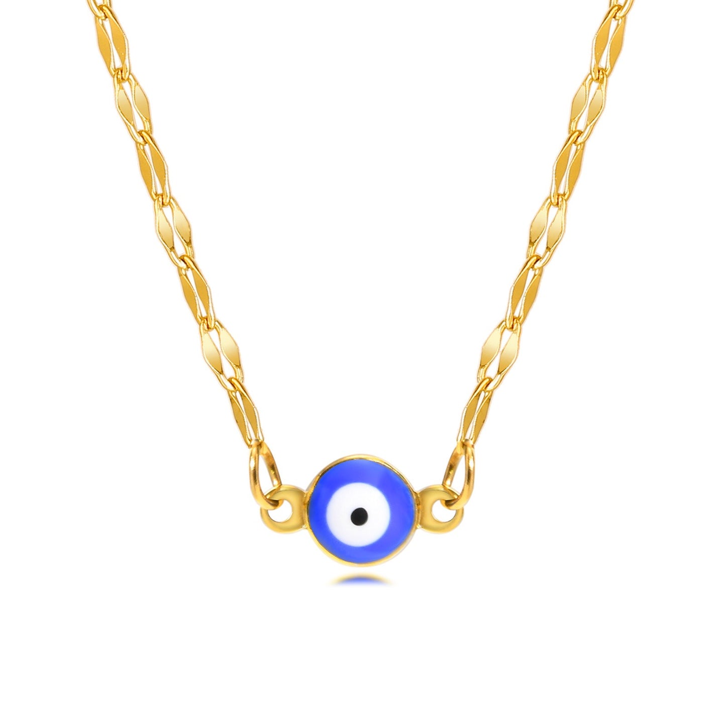 Collar de acero inoxidable Kemstone con forma de ojo malvado y labios - Cadena dorada para mujer NC-1263