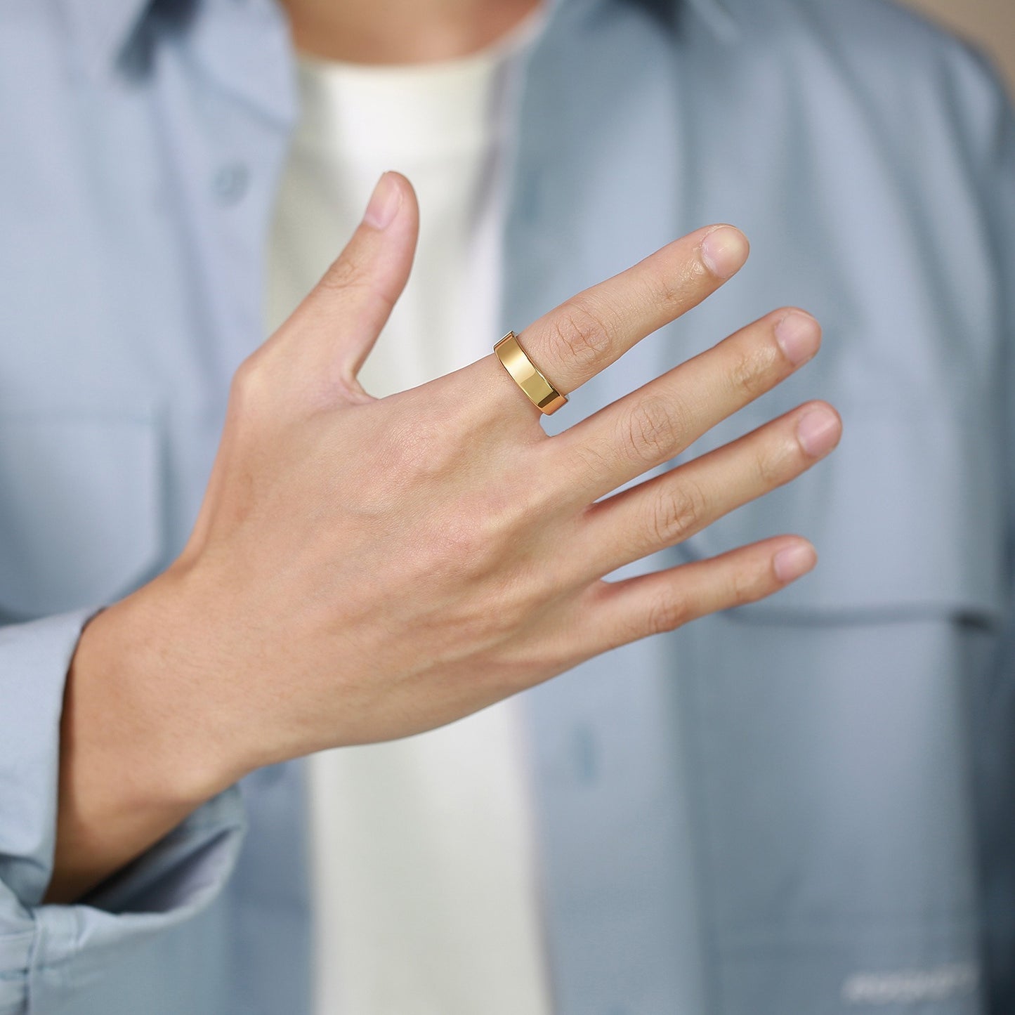 Kemstone Tungsten Steel Stackable Rings - 2mm/4mm/6mm/8mm Polished Gold Tone Minimalist Everyday Wear Jewelry for Men & Women TCR-087