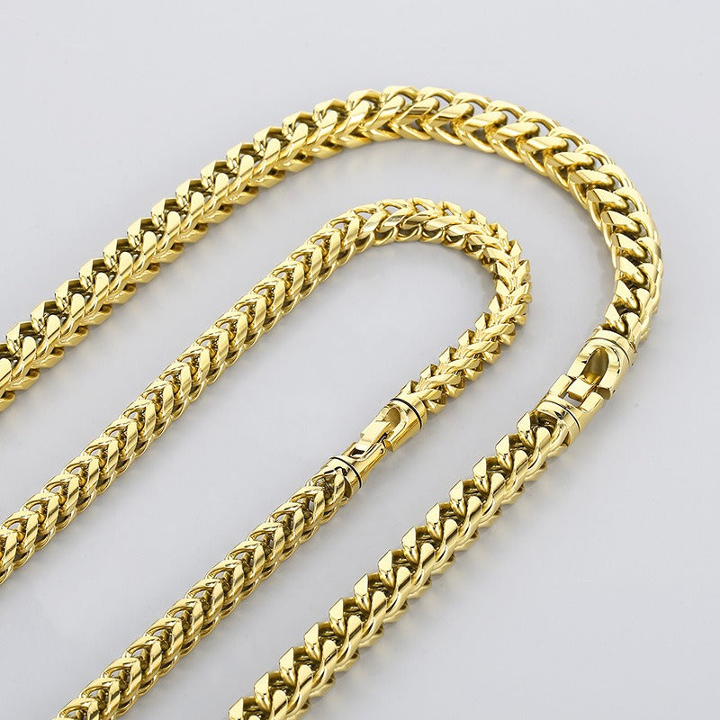 Kemstone Titanium Steel Textured Sphere Chain Necklace – Urban Edge Vacuum Plated Men's Jewelry KN236908