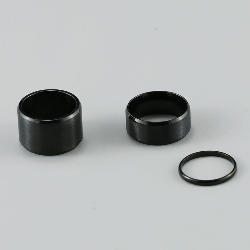 Kemstone Black Minimalist Ring – Polished Stainless Steel, Customizable Band R-400