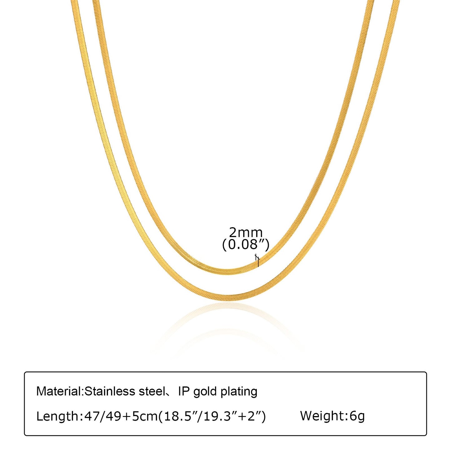 Collar de doble cadena de acero inoxidable Kemstone para mujer - Joyería minimalista con eslabones en capas NC-973