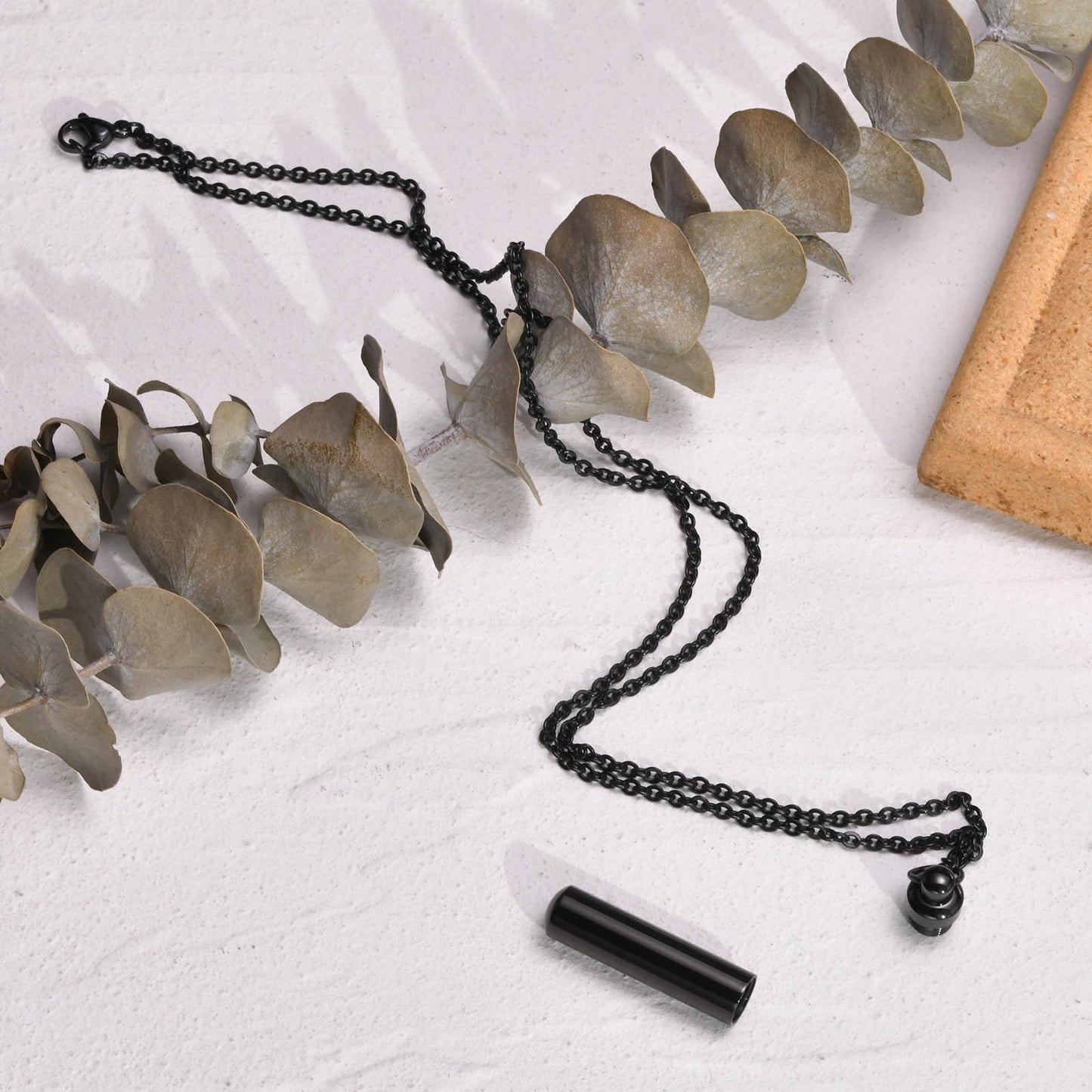 Kemstone Cylindrical Titanium Steel Perfume Pendant – Couple’s Essential Oil Necklace PN-587
