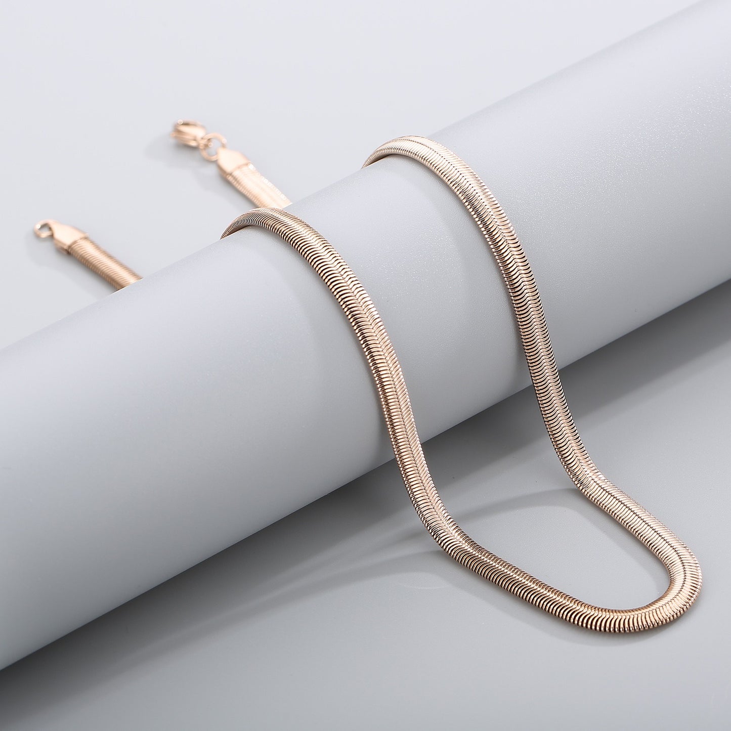 Men’s Flat Snake Chain Necklace – 6mm & 8mm 316L Stainless Steel Gothic Streetwear Jewelry KN203549-Z