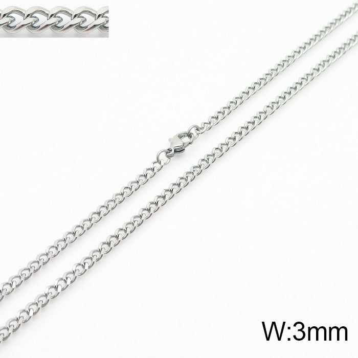 Kemstone Men’s Stainless Steel Curb Chain Necklace – 3-9.5mm Width, 45-50cm, Minimalist Street Armor KN93473-Z
