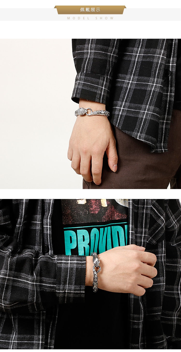 Gothic Snake Scale Chain Bracelet & Necklace – Vintage Titanium Steel Serpent Jewelry for Men KB126122