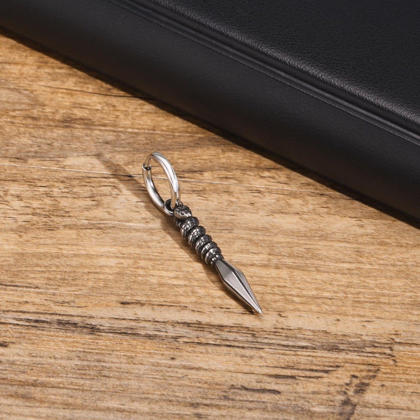 Men's Gothic Cross Hoop Earring – Stainless Steel Sword & Spear Designs ED-684